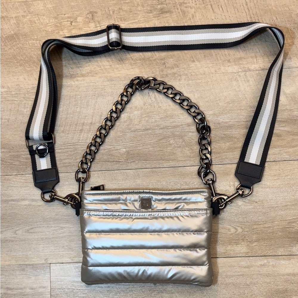 Think Royln Downtown Silver Quilted Crossbody